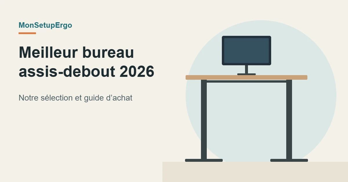 Illustration d’un bureau assis-debout électrique en position haute avec un écran