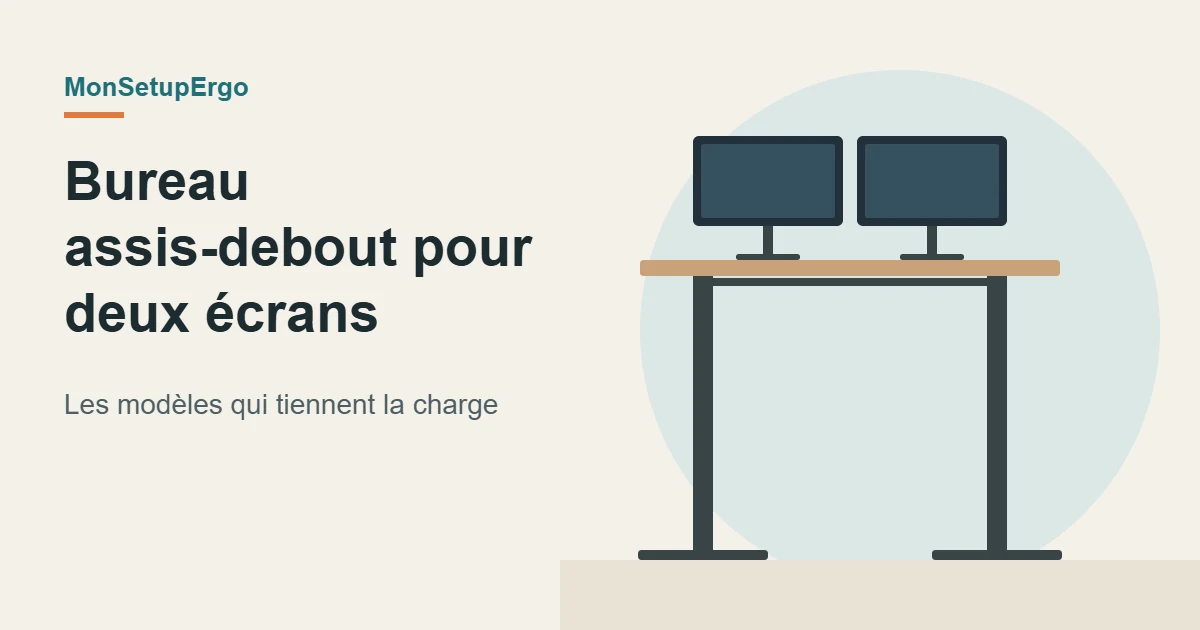 Illustration d’un bureau assis-debout avec deux écrans