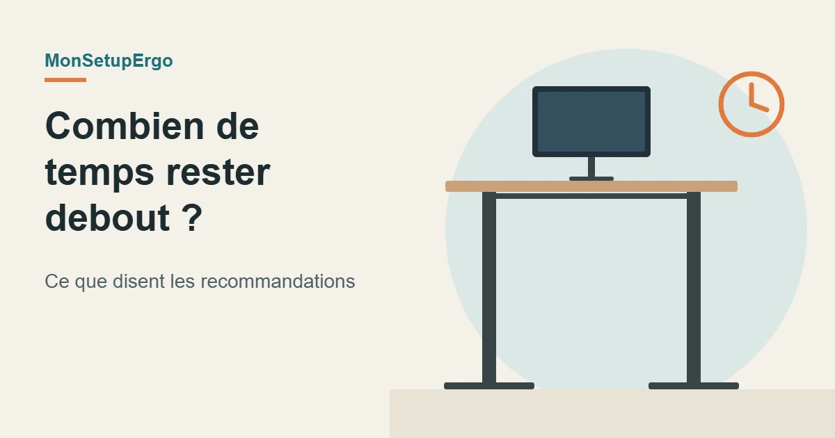 Illustration d’un bureau assis-debout et d’une horloge