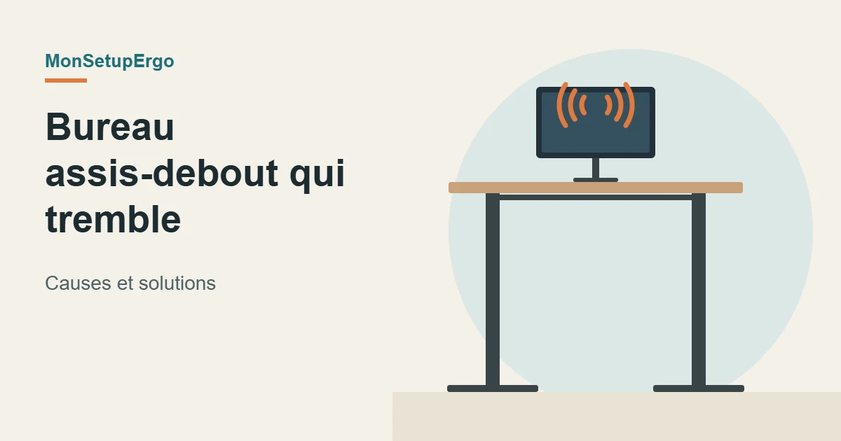 Illustration d’un bureau assis-debout avec des ondes de vibration