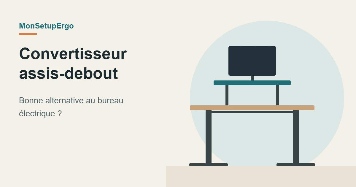 Illustration d’un convertisseur assis-debout posé sur un bureau