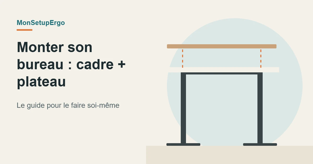 Illustration d’un plateau posé au-dessus d’un cadre de bureau assis-debout